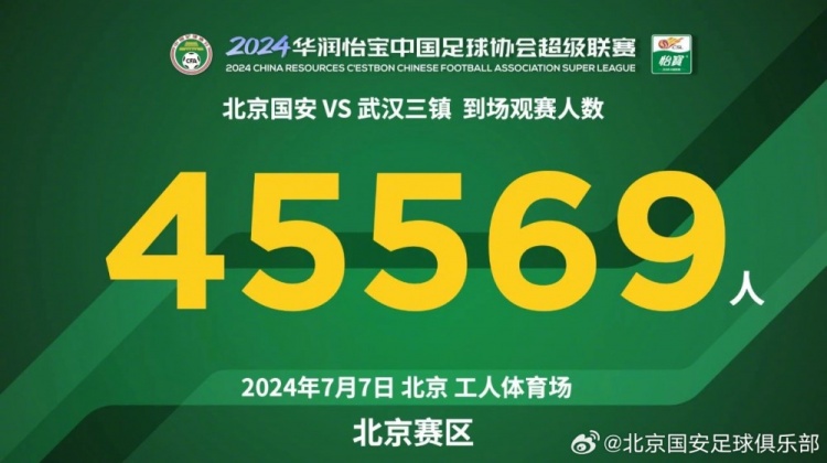 感謝今天來到現(xiàn)場的45569名球迷，下一場比賽7月12日上海見